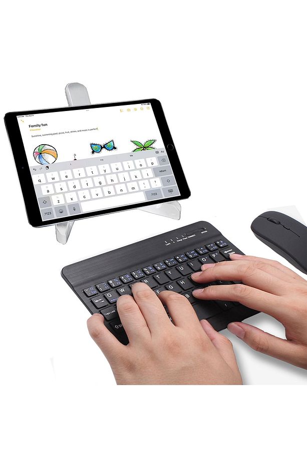Tab A8 8 Inç T290 Uyumlu Bluetooth Klavye 20 Cm + Bluetooth Mouse + Tablet Standı Al2761 - 2