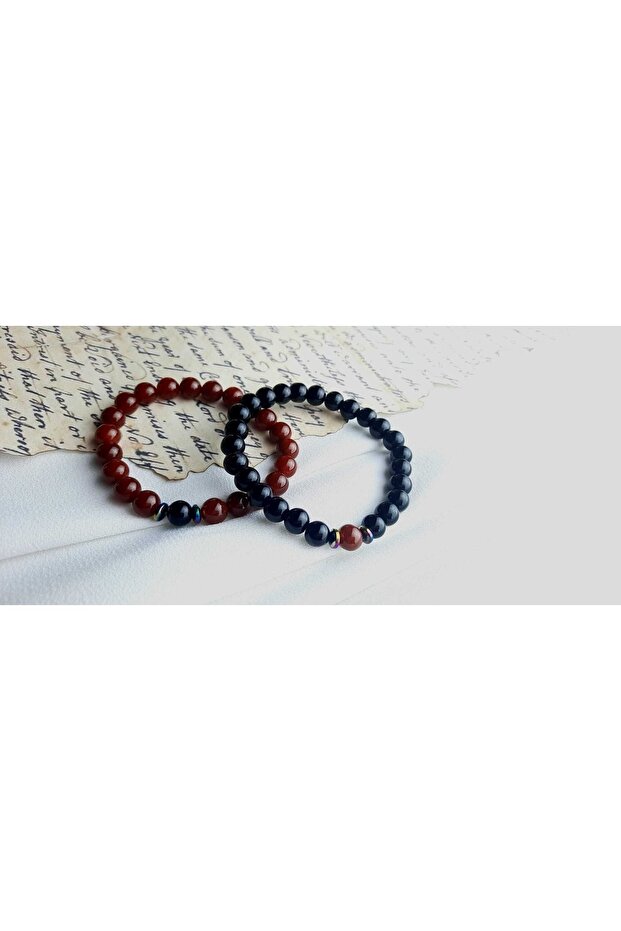 Red Agate Obsidian Natural Stone Couple Bracelet, Matching Couple Bracelet, Natural Stone Bracelet