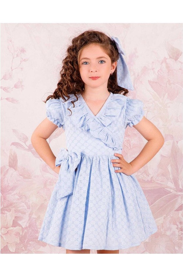 Scalloped Girl's Dress And Ribbon Buckle
