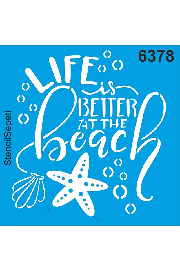 Life is Beautiful on the Beach - Stencil Painting Template 40x40cm