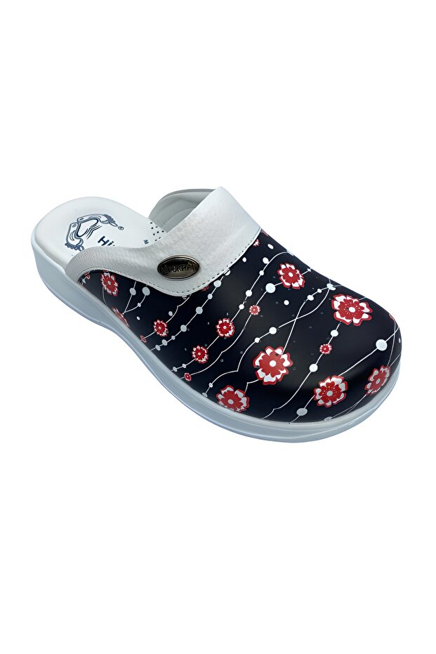 Hippocrat White Point Floral Patterned Nurse/doctor Sabo