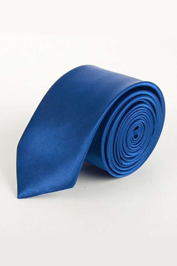 Cobalt Blue Men's Cobalt Blue Satin Tie and Handkerchief 112