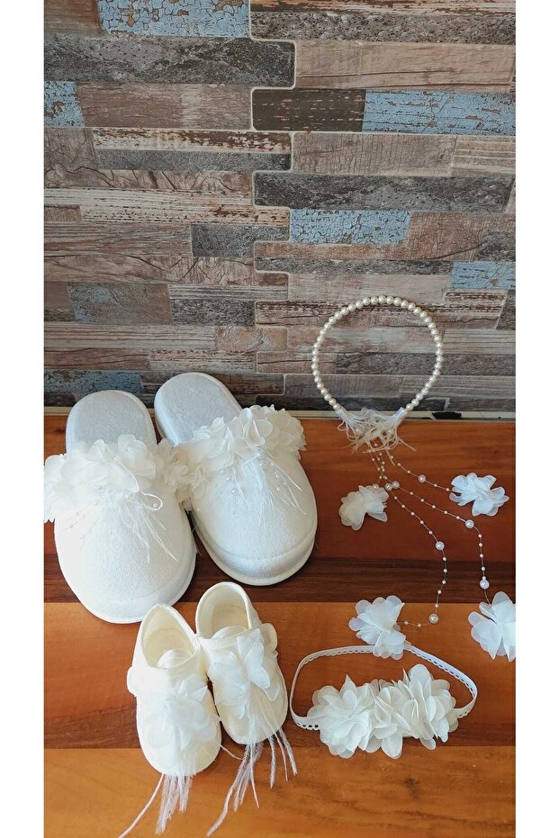 Maternity Crown Slippers Set Baby Booties and Crown Set