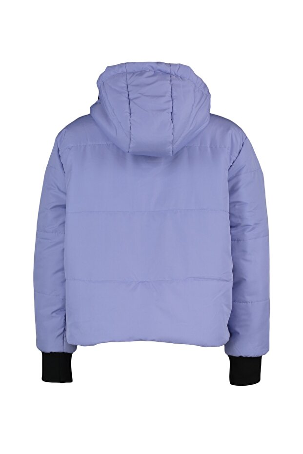 Oversize Lilac Puffer Jacket with Hood and Zipper - Twoaw21Mo0144 - 8