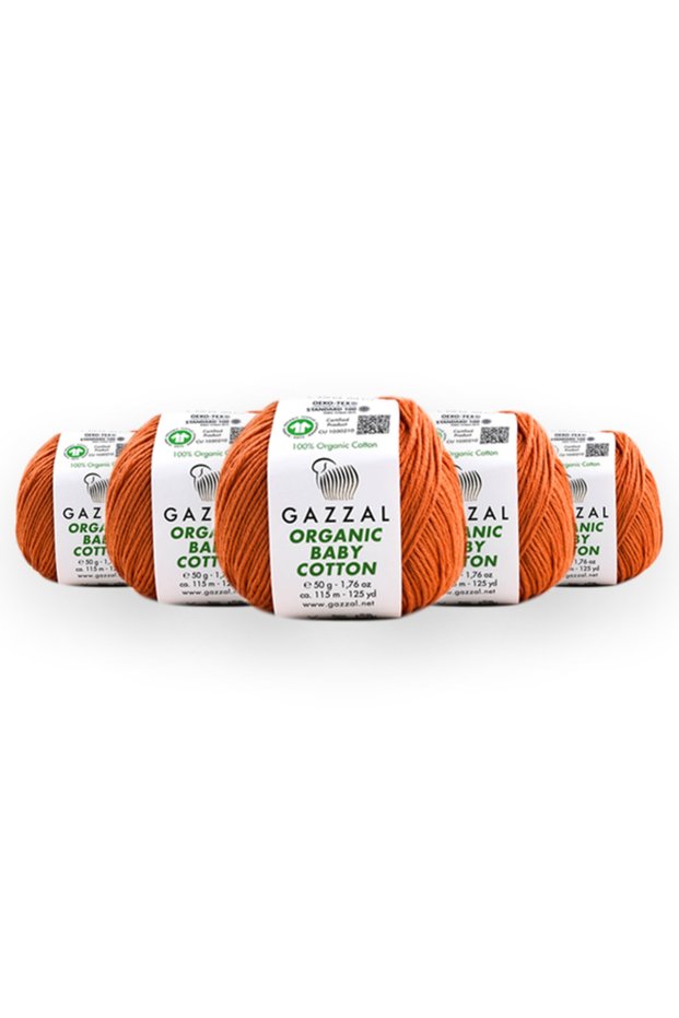 Organic Baby Cotton 50 Gr 5-Pack 100% Organic Cotton Hand Knitting Yarn Taka Yarn (438 Obc)