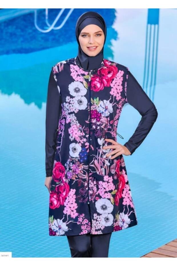 2039 Digital Patterned - 2-Piece Jelly Hijab Swimsuit Set