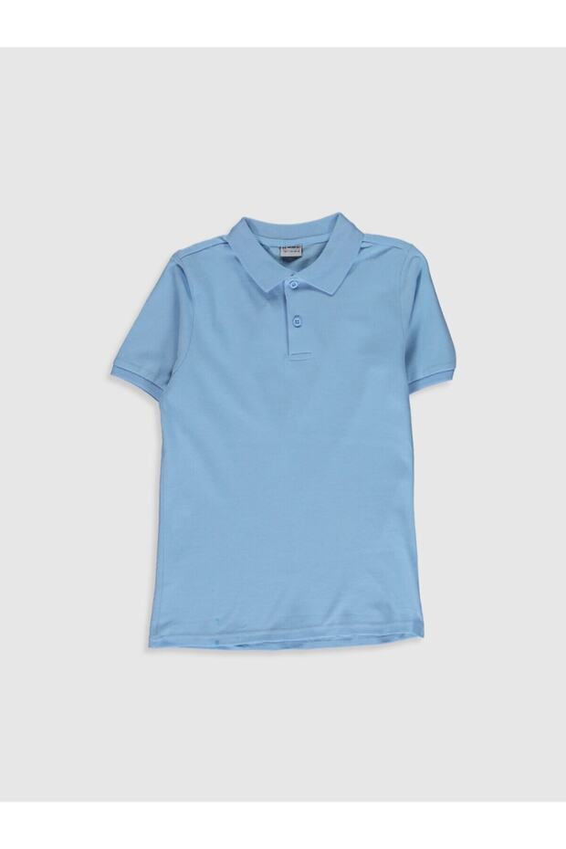 Your Fashion Style'dan Erkek Çocuk Açık Mavi Tişört Polo Yaka Basic Kısa Kollu Pamuklu - 1
