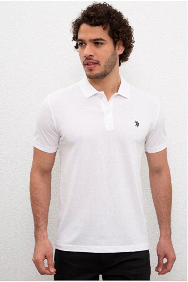 Men's White Polo Neck T-shirt