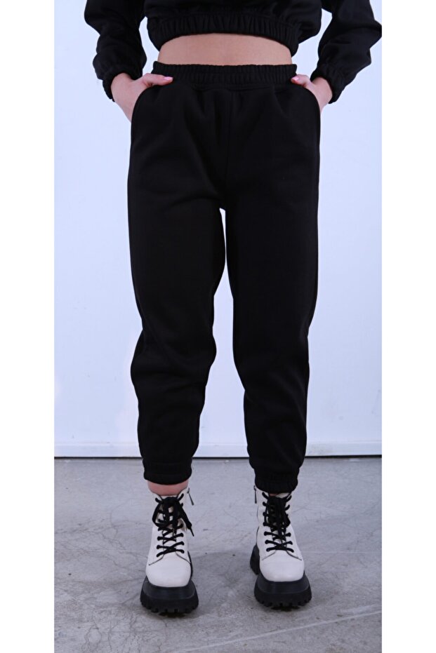 بنطال رياضي محبوك باللون الأسود - 3