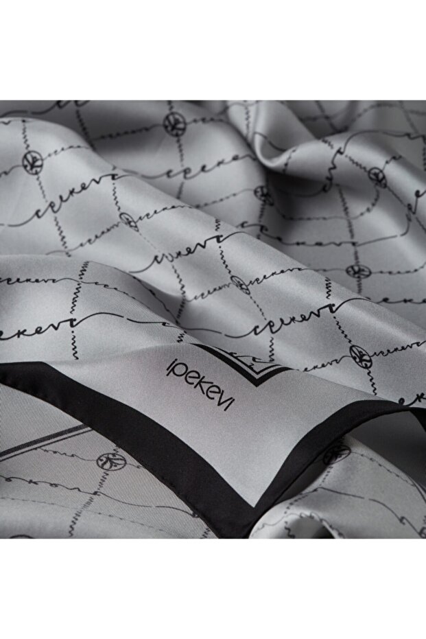 Silver Monogram Tivil Silk Scarf - 2