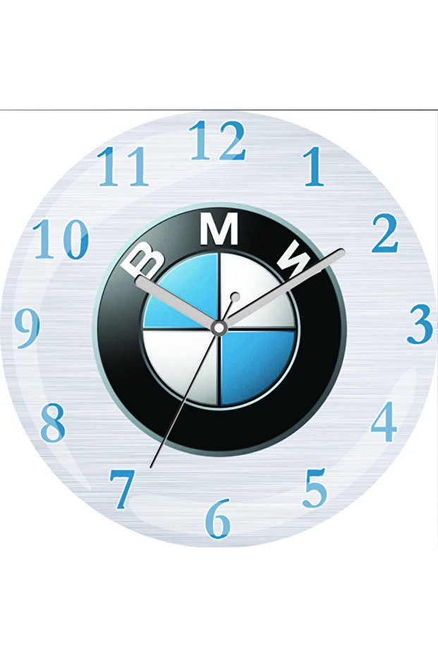 ساعة حائط زجاجية حقيقية منقوشة بشعار Bmw صامت