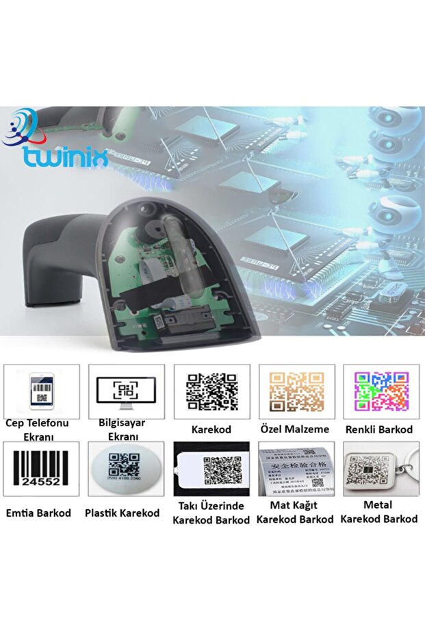 Fixpos Black Qr Code Reading 1D to 2D Barcode Scanner - 3