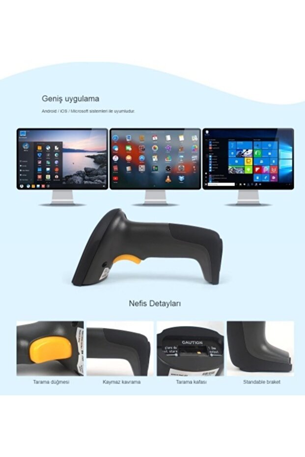 Fixpos Black Qr Code Reading 1D to 2D Barcode Scanner - 4