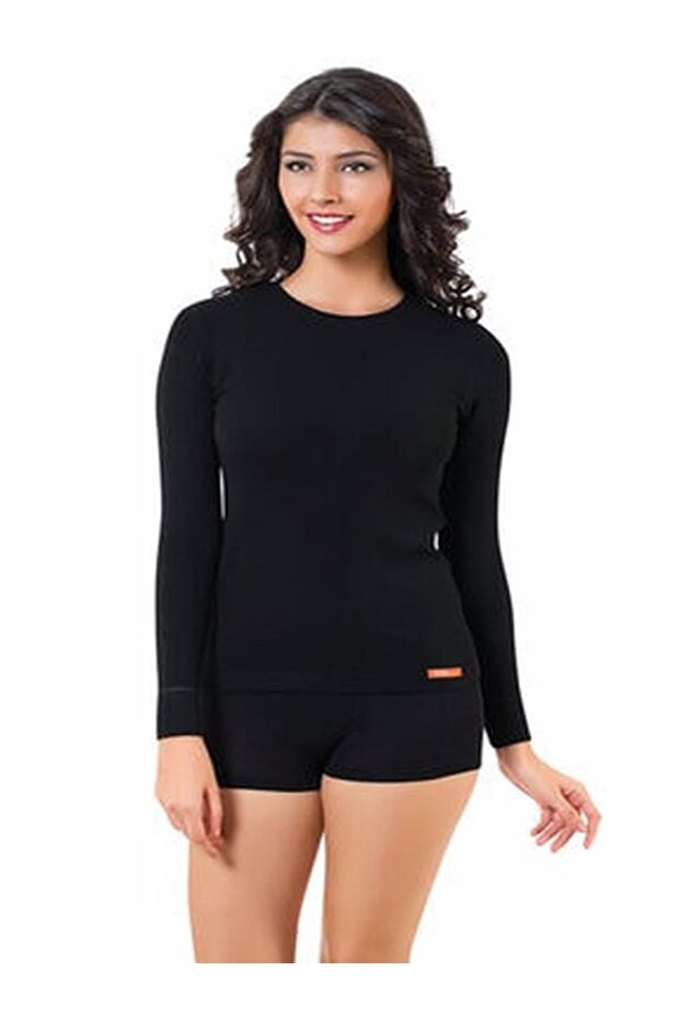 Women's Black Thermal Long Sleeve Underwear Set