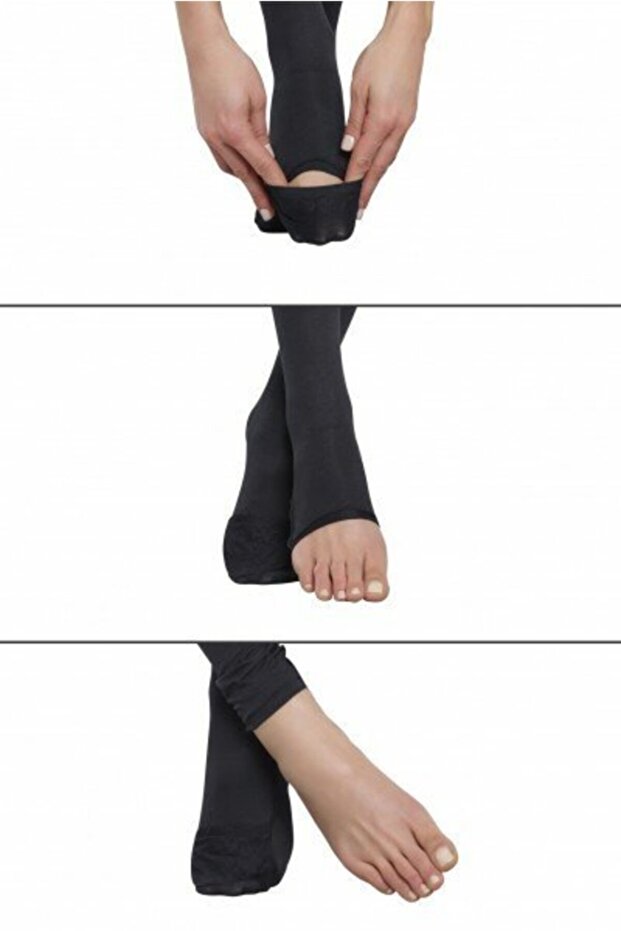 Black 70 Den Practical/Pushable Open and Closed Pantyhose