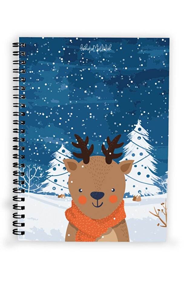 Gift - N002 A5 Design Spiral Notebook - Snow Falling Deer Notepad