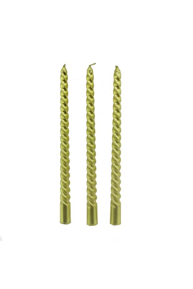 3 Adet 25cm Şamdan Mum Varaklı Spiral - 2