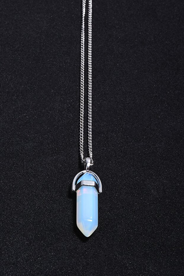 Opal Synthetic Stone Nail Necklace Tky0018
