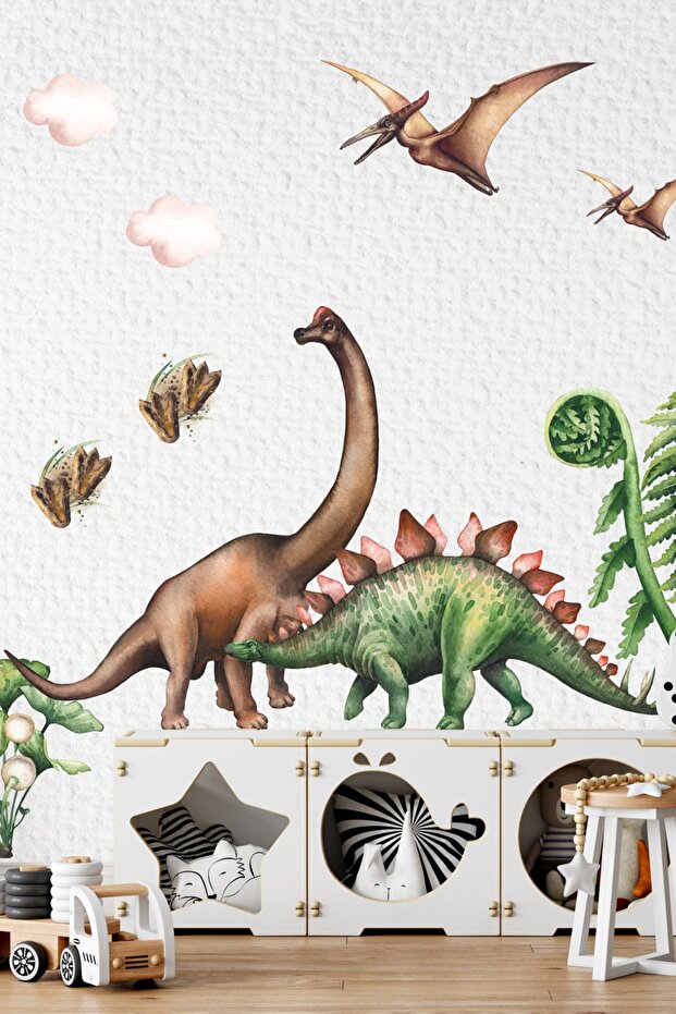 Dinosaur Themed Wall Sticker Set Kids Room