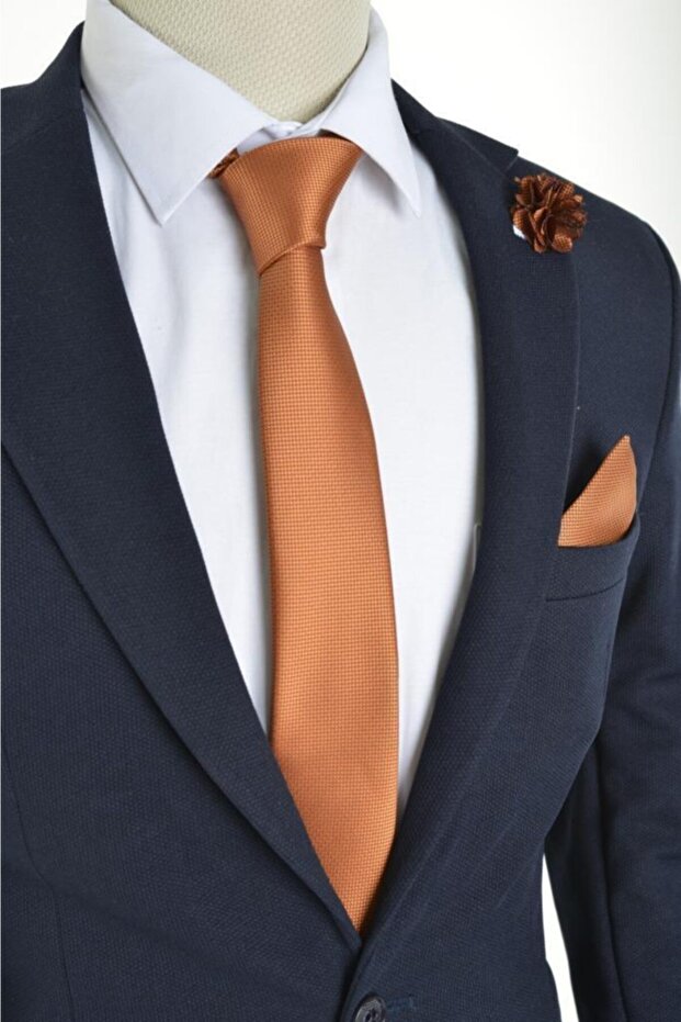 Taba Kravat Mendil Yaka Çiçeği Set - 1