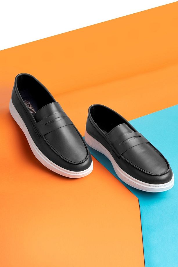 Trim Hakiki Deri Erkek Günlük Ayakkabı Loafer Ayakkabı, Hafif Ayakkabı, Yazlık Ayakkabı Siyah - 5