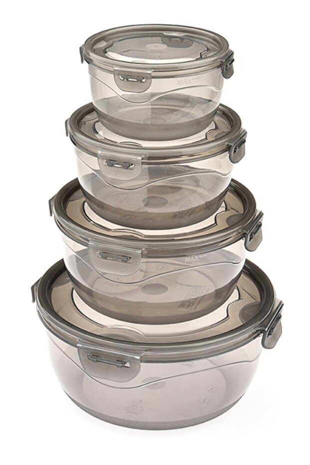Locked & Lid Storage Container Set of 4 Smoked Storage Container Set & Round Storage Container Set - 3