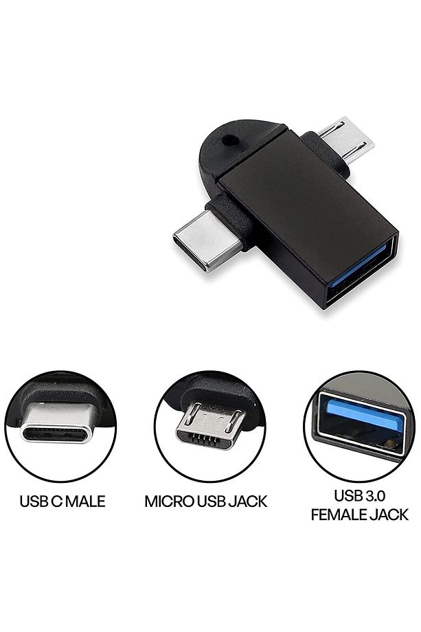 4965 Micro Usb Type-c 3 In 1 Dönüştürücü Çevirici Adaptör Otg - 7