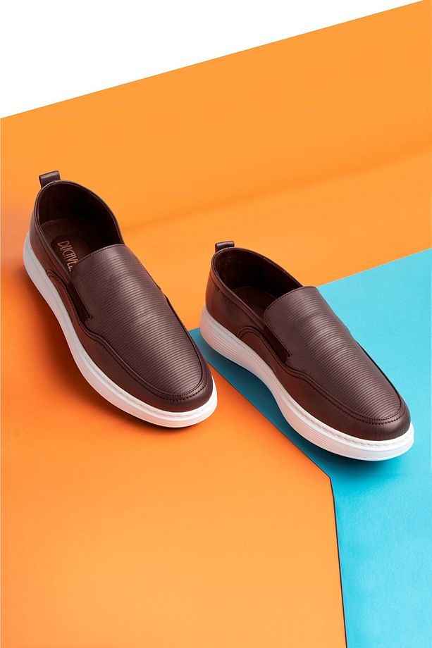 Seon Hakiki Deri Erkek Günlük Ayakkabı, Loafer Ayakkabı, Yazlık Ayakkabı, Hafif Ayakkabı Kahve - 4