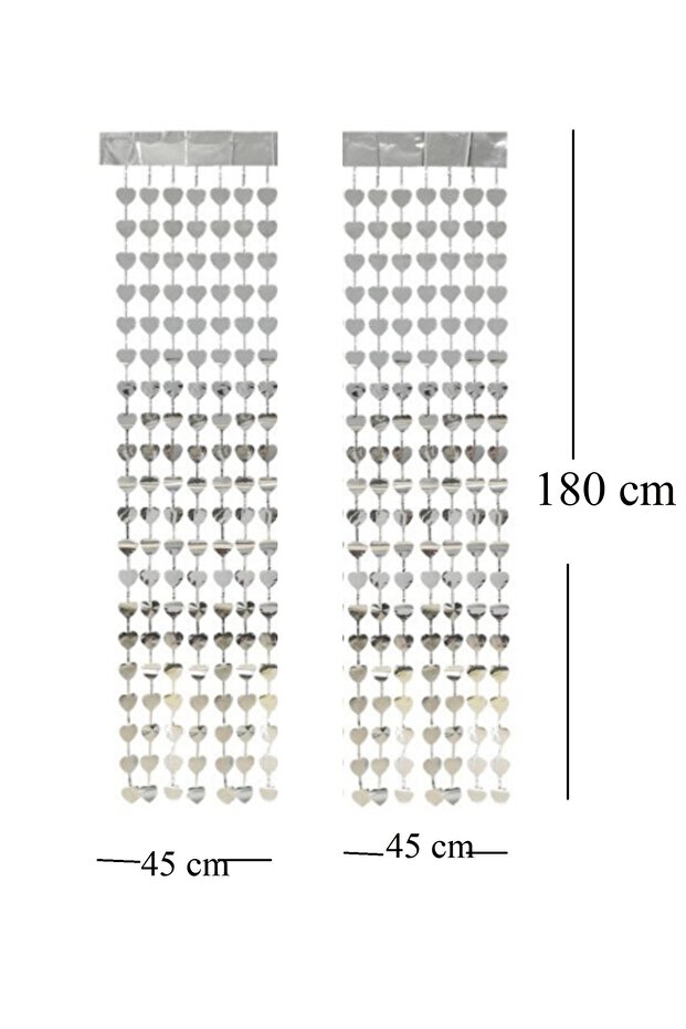 Silver Color Heart Shaped Metalized Fringed Background Curtain