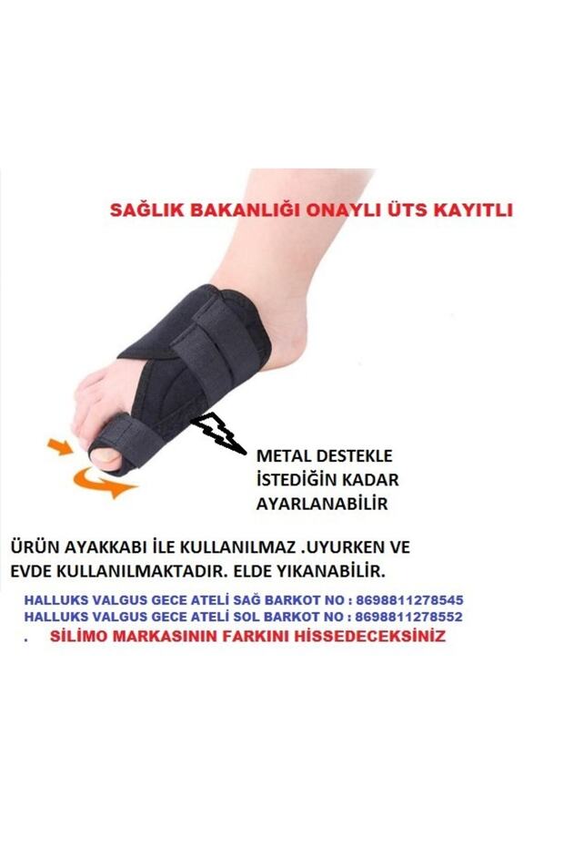 Halluks Valgus Ayak Baş Parmak Çıkıntısı Tedavisi Kemik Düzeltici 2li Gece Ateli - 7