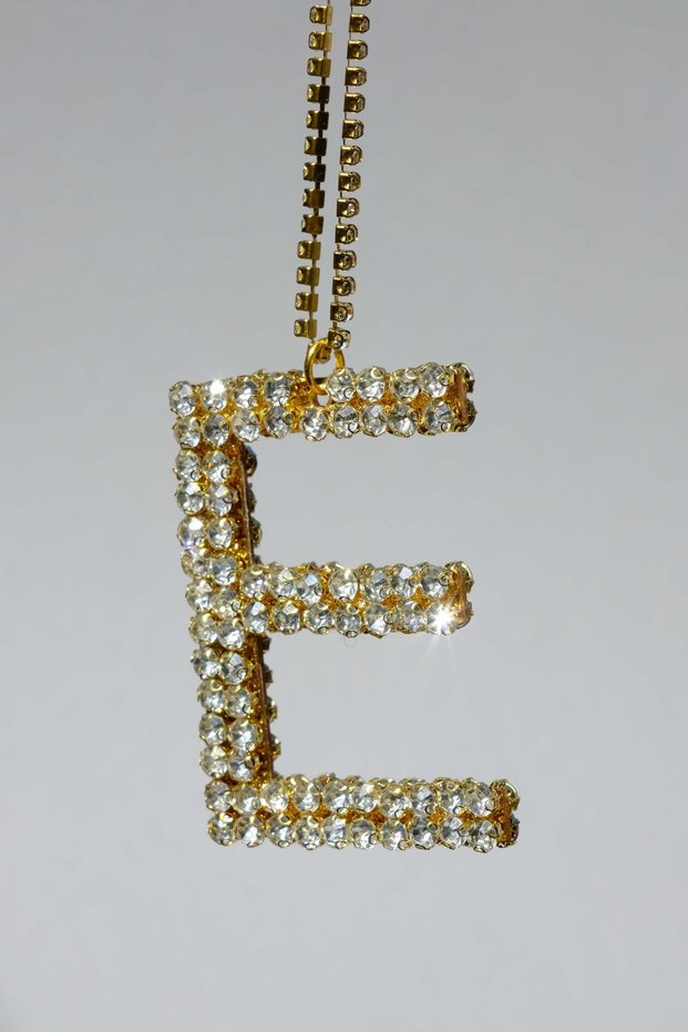 Gold 7 cm ''e'' Letter Rearview Ornament