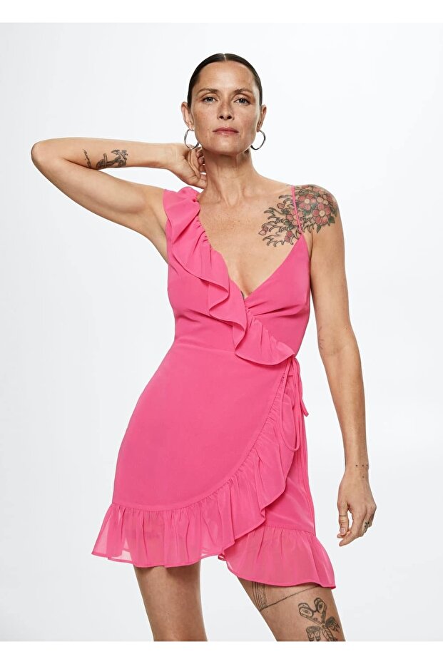 Asimetrik Yakalı Elbise - 1