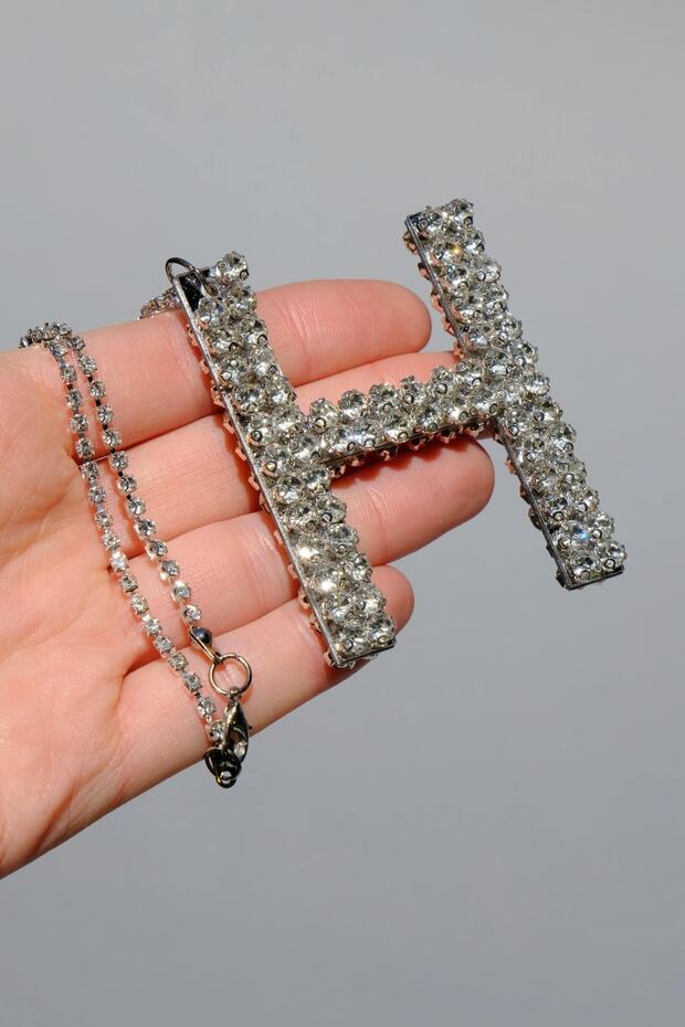 Silver 7 cm ''h'' Letter Rearview Ornament