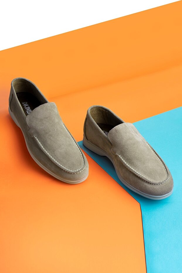 Könnyű velúr valódi bőr férfi alkalmi cipők Loafer cipők homokbézs - 4