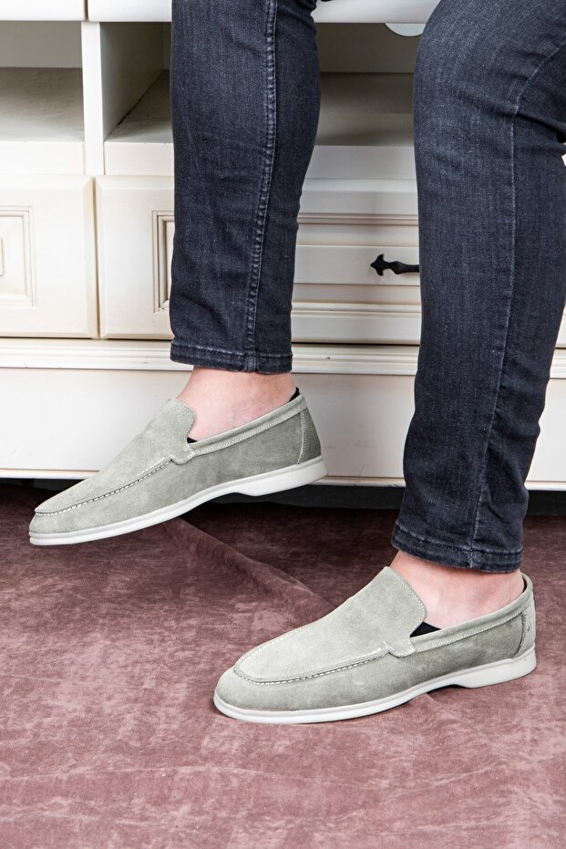 Könnyű velúr valódi bőr férfi alkalmi cipők Loafer cipők homokbézs - 5