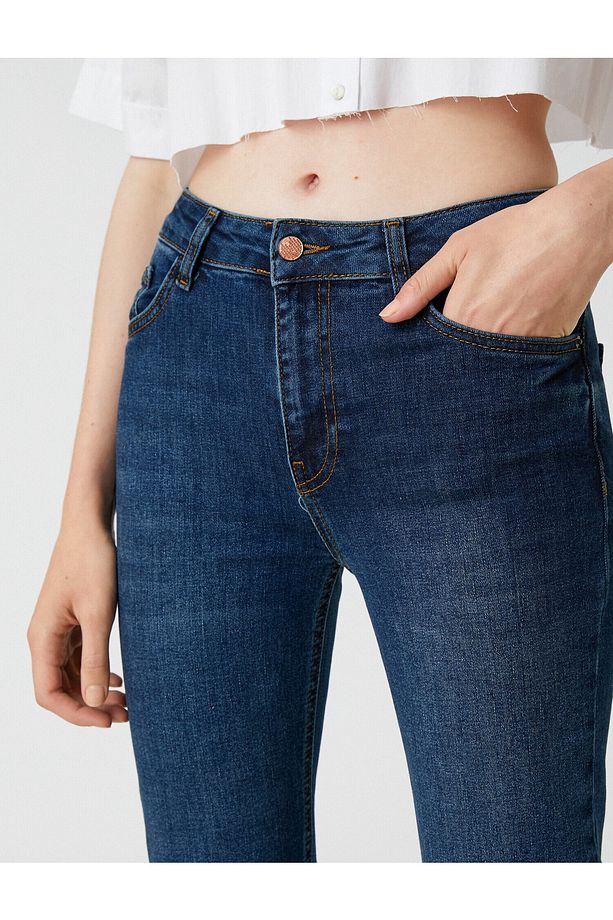 Yüksek Bel Ispanyol Paça Kot Pantolon - Victoria Jean - 5
