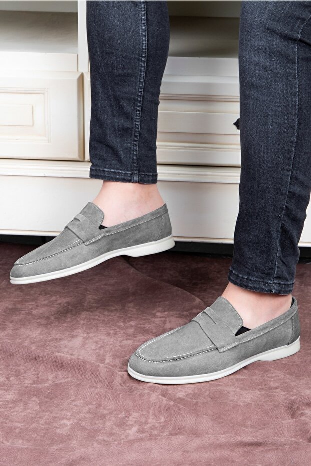 Ante Suede Originálna koža Pánske topánky na voľný čas Loafer Topánky sivá - 5