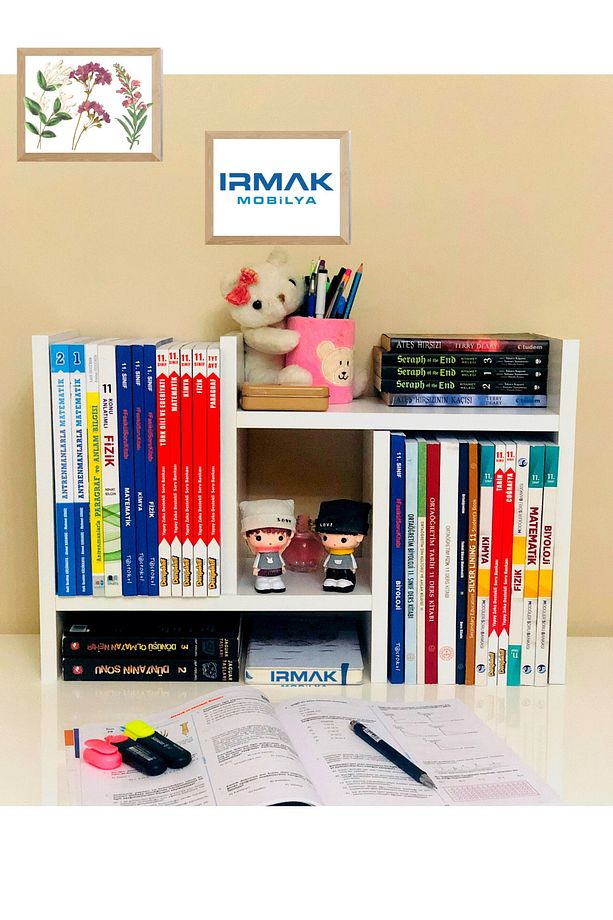 Tidy Ayarlanabilir Kitaplık Masa Üstü Kitaplık Tezgah Üstü Düzenleyici Organizatör Dolap - 4