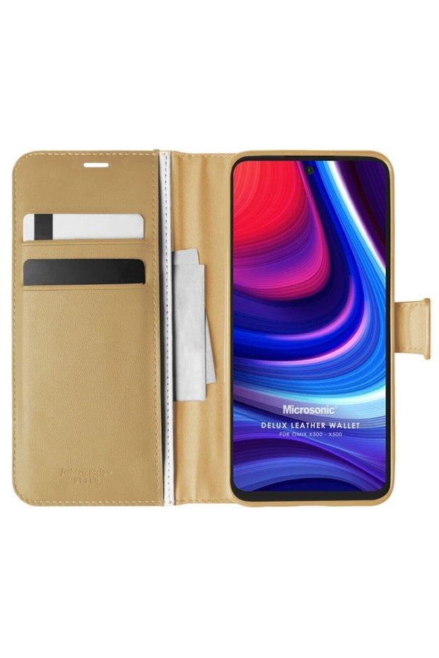Omix X300 Case Delux Leather Wallet Gold