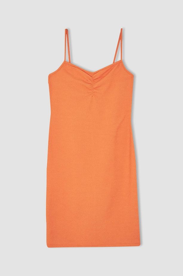Bodycon Askılı Midi Örme Elbise - 5