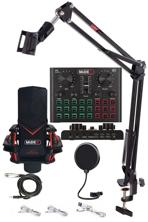 GMX-1 Record Set Condenser Mikrofon Ses Kartı Canlı Yayın Paketi (Telefon ve PC) - 1