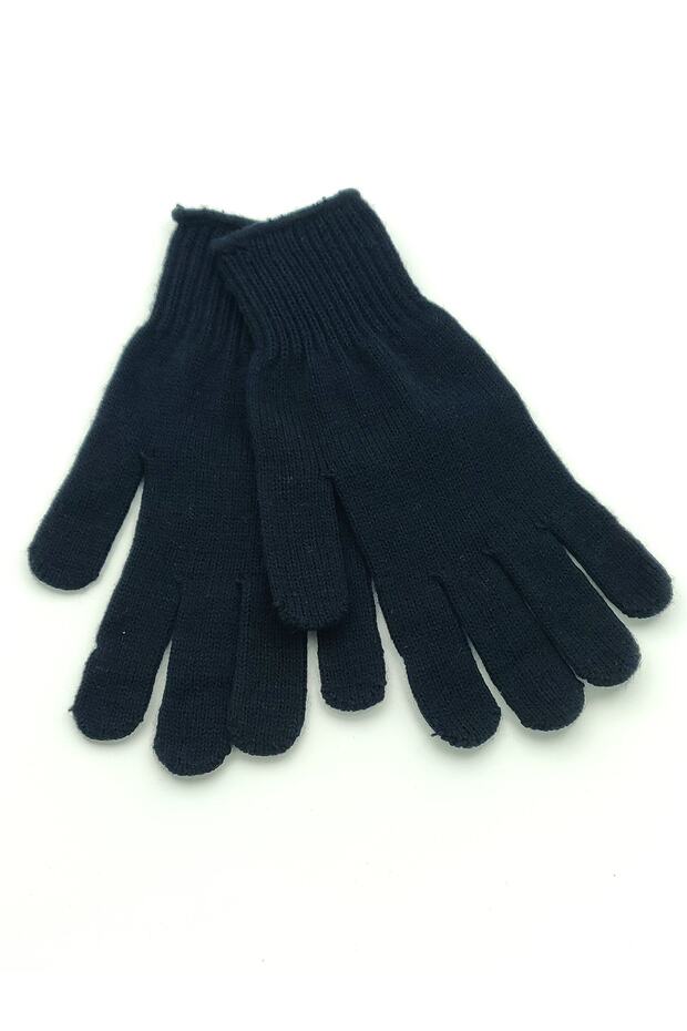 Men's Winter Dark Navy Blue Knitted Knitted Gloves