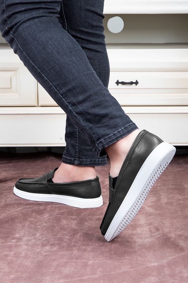 Trim Hakiki Deri Erkek Günlük Ayakkabı Loafer Ayakkabı, Hafif Ayakkabı, Yazlık Ayakkabı Siyah - 8