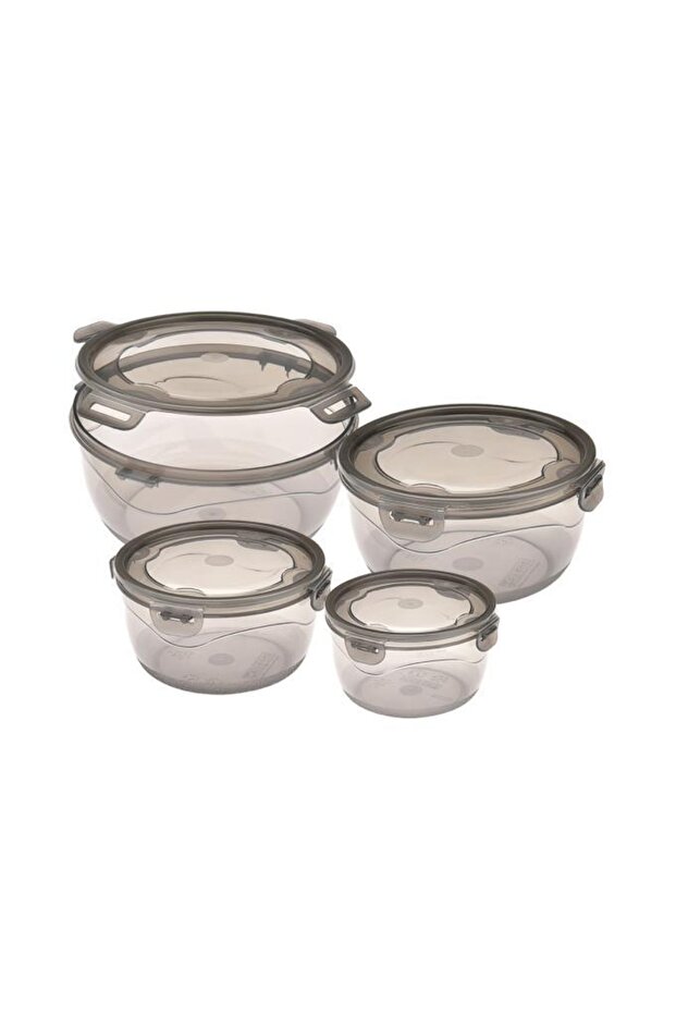 Locked & Lid Storage Container Set of 4 Smoked Storage Container Set & Round Storage Container Set - 4