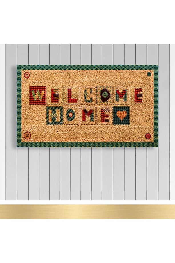 , Design Koko Kapı Önü Paspas / Pvc Taban / Model; Welcome Home - Patchwork - 1