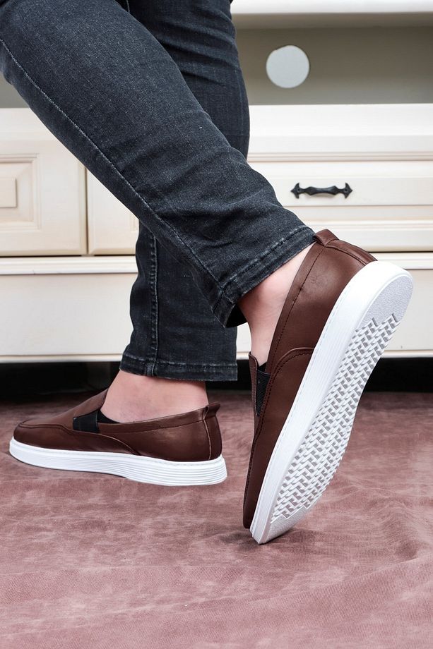 Seon Hakiki Deri Erkek Günlük Ayakkabı, Loafer Ayakkabı, Yazlık Ayakkabı, Hafif Ayakkabı Kahve - 8