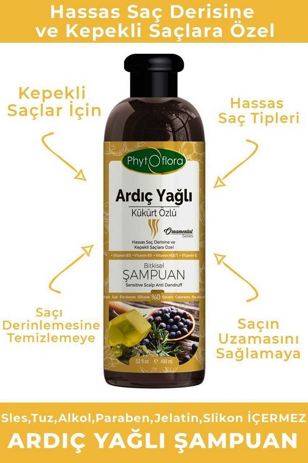 Tuzsuz Hassas Saç Derisine Ve Kepekli Saçlara Özel Ardıç Yağlı Bitkisel Şampuan - 2