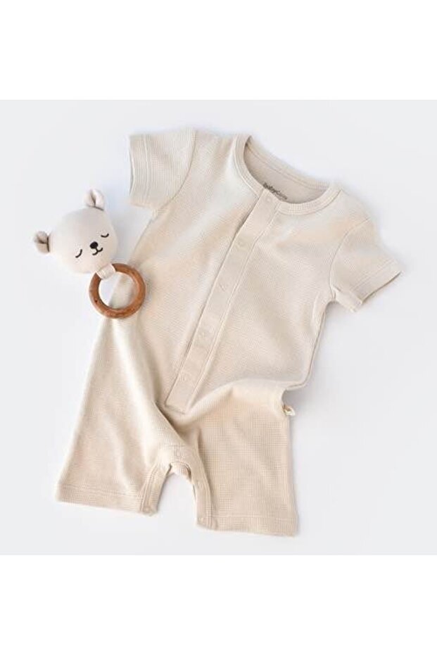 Organic Short Sleeve Jumpsuit Cream - Csyw1012 - Rebebe
