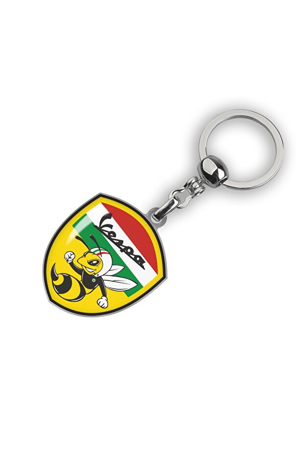 Bee Italian Flag Keychain with Vespa Logo Yellow Keychain