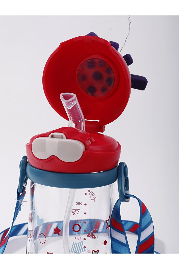Çocuk Boyun Askılı 320 Ml Pipetli Sızdırmaz Tritan Su Matarası--akıllı Pipet Toplu B1034 - 2